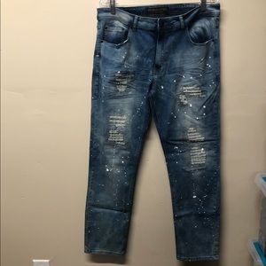 Brooklyn Laundry Paint Splattered Distressed Jeans